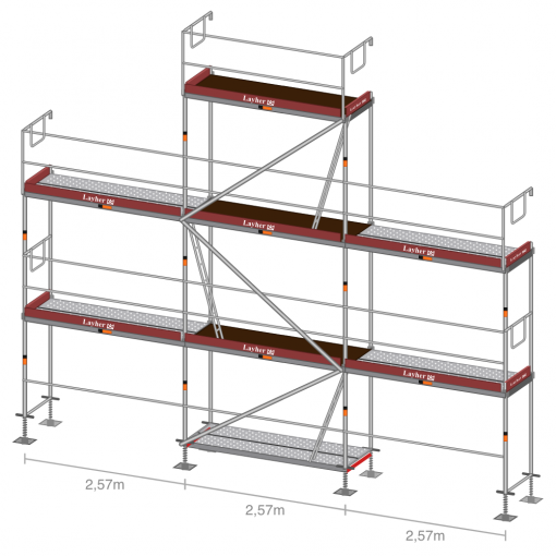 Layher Blitz Giebelgerüst klein – 2D-Skizze
