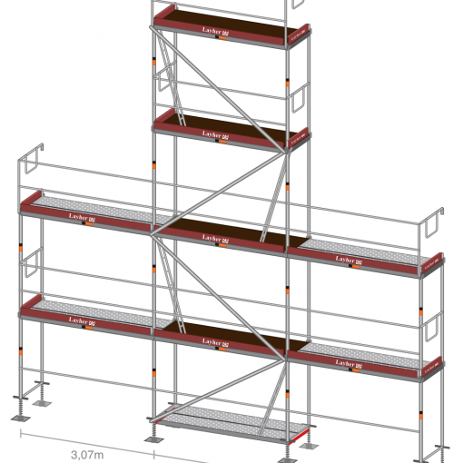 Layher Blitz Giebelgerüst mittel – 2D-Skizze