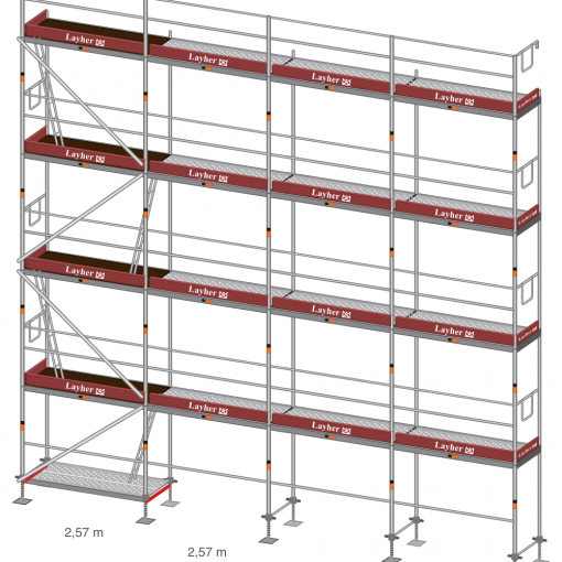 Solarbaugerüst Layher Blitz Aluminium-Komplettset – Seitenansicht